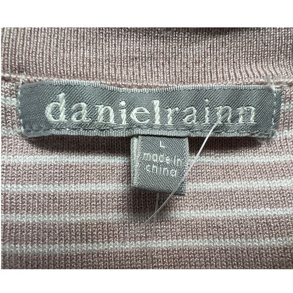 Daniel Rainn Jude Contrast Cuff Button Front Cardigan Pink Ivory Women's Large - Picture 3 of 12